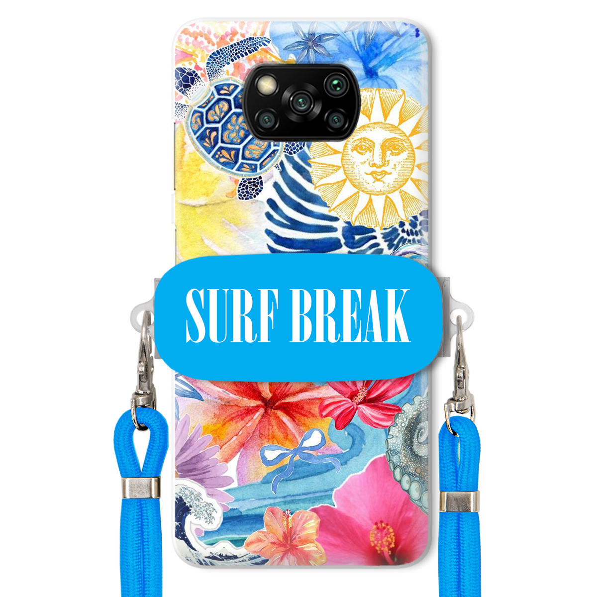 Puzdro pre Xiaomi Poco X3 Nfc Vodítko Crossbody Blue Držiak Surf Break na dovolenku