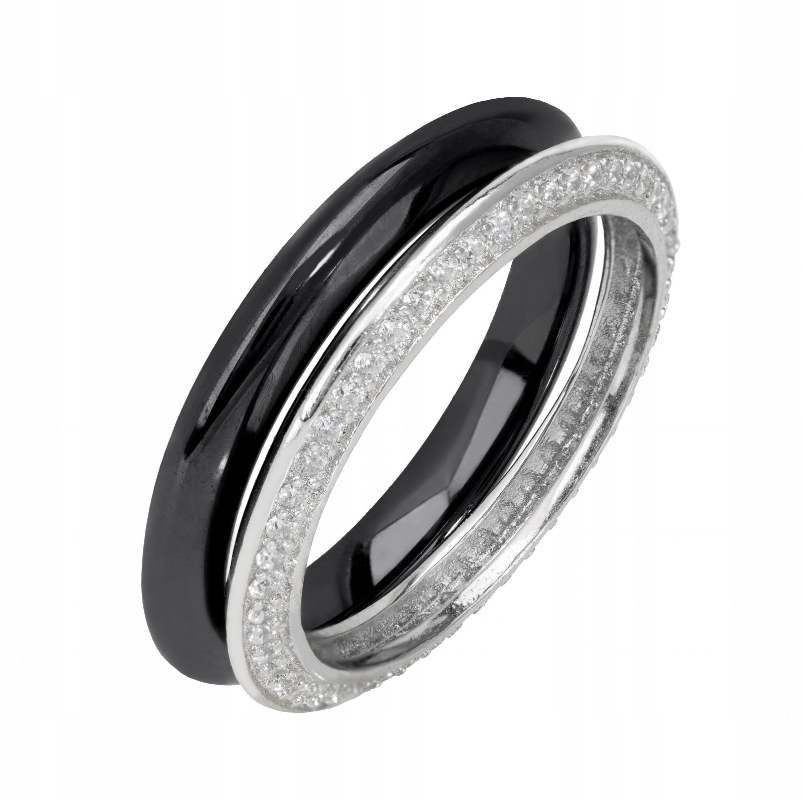 

Pierścionek Cyrkonie Czarna Ceramika srebro r.12