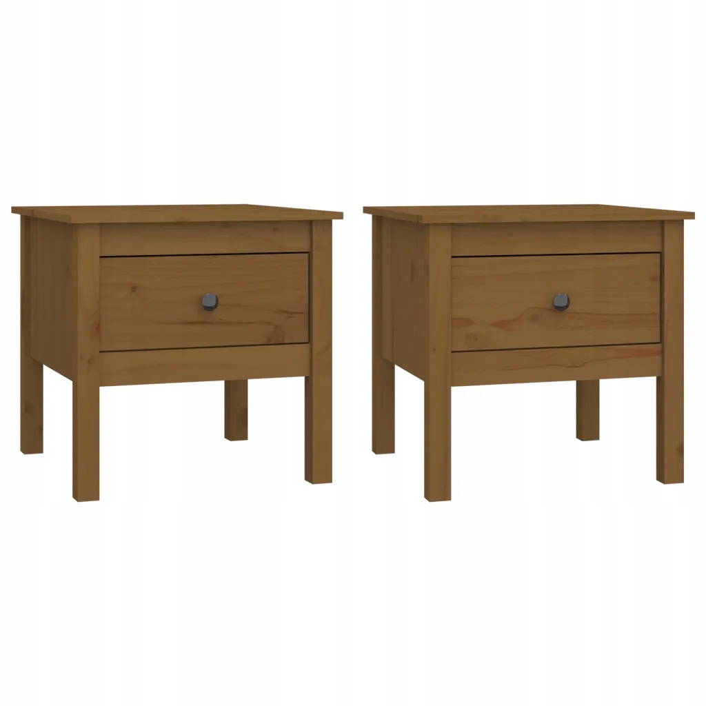 Boční stolek z masivního borovicového dřeva, medově hnědý, 50 x 50 x 49 cm