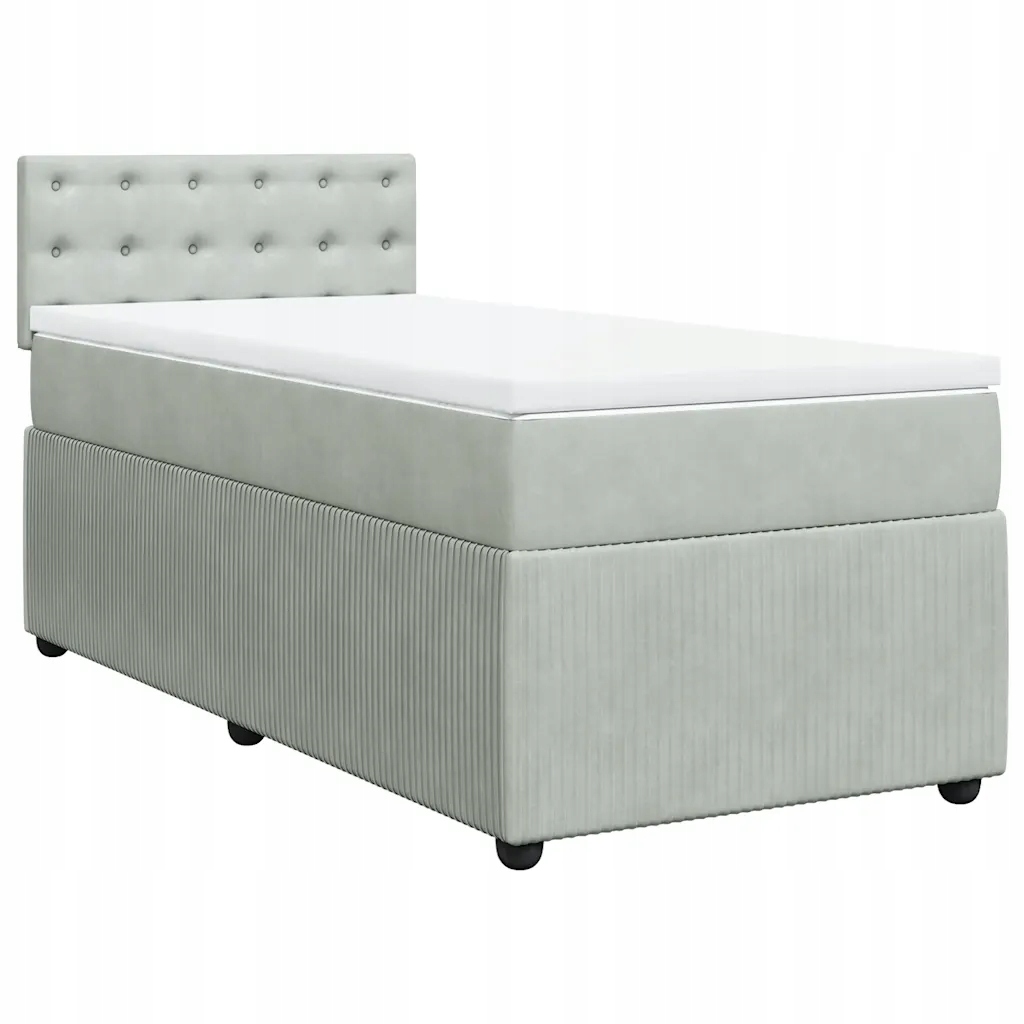Kontinentální postel 200 x 90 cm světle šedá s matrací a topperem