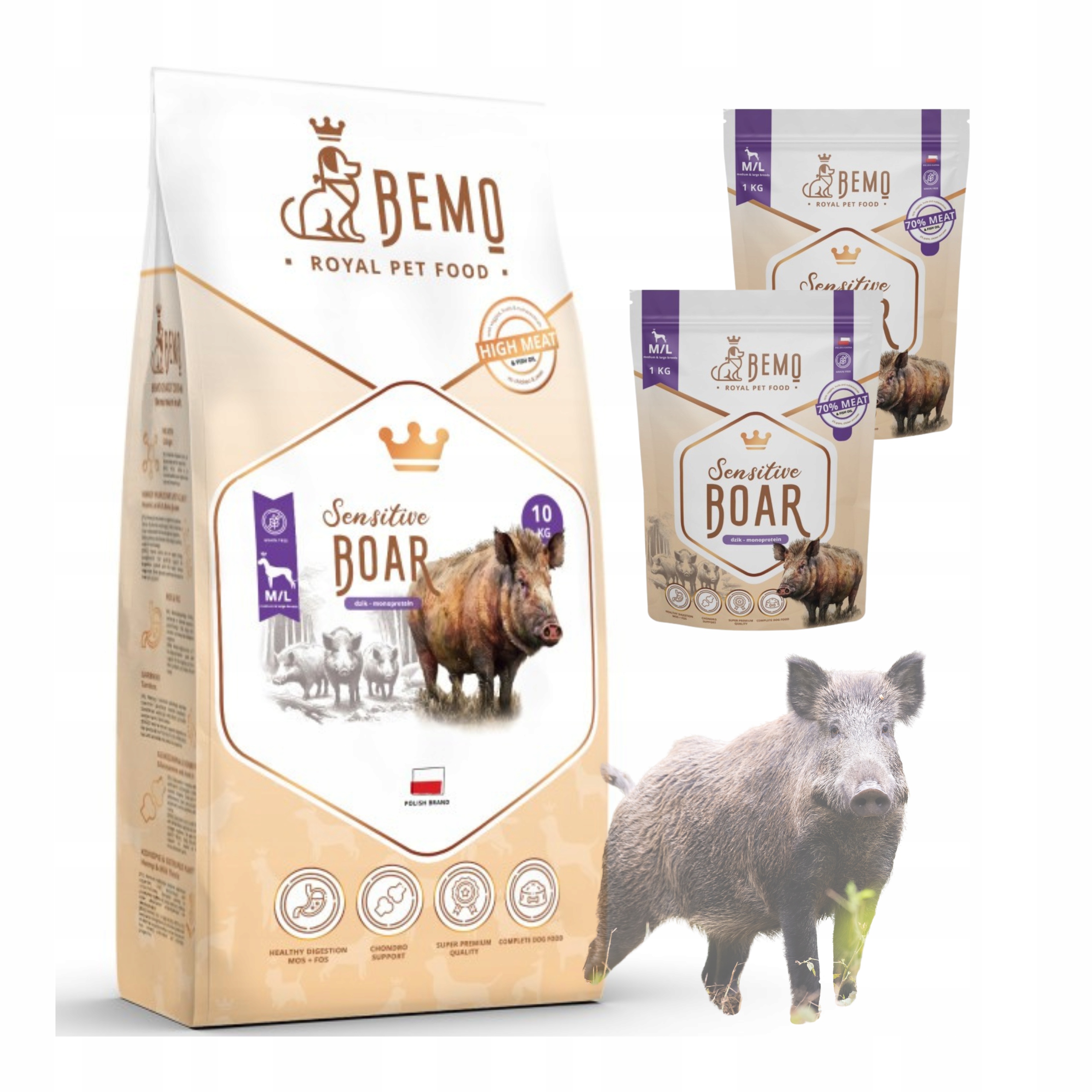 Levně Suché krmivo pro psy Bemo Sensitive Boar 10+2 kg M/L, velký a střední divoký prase