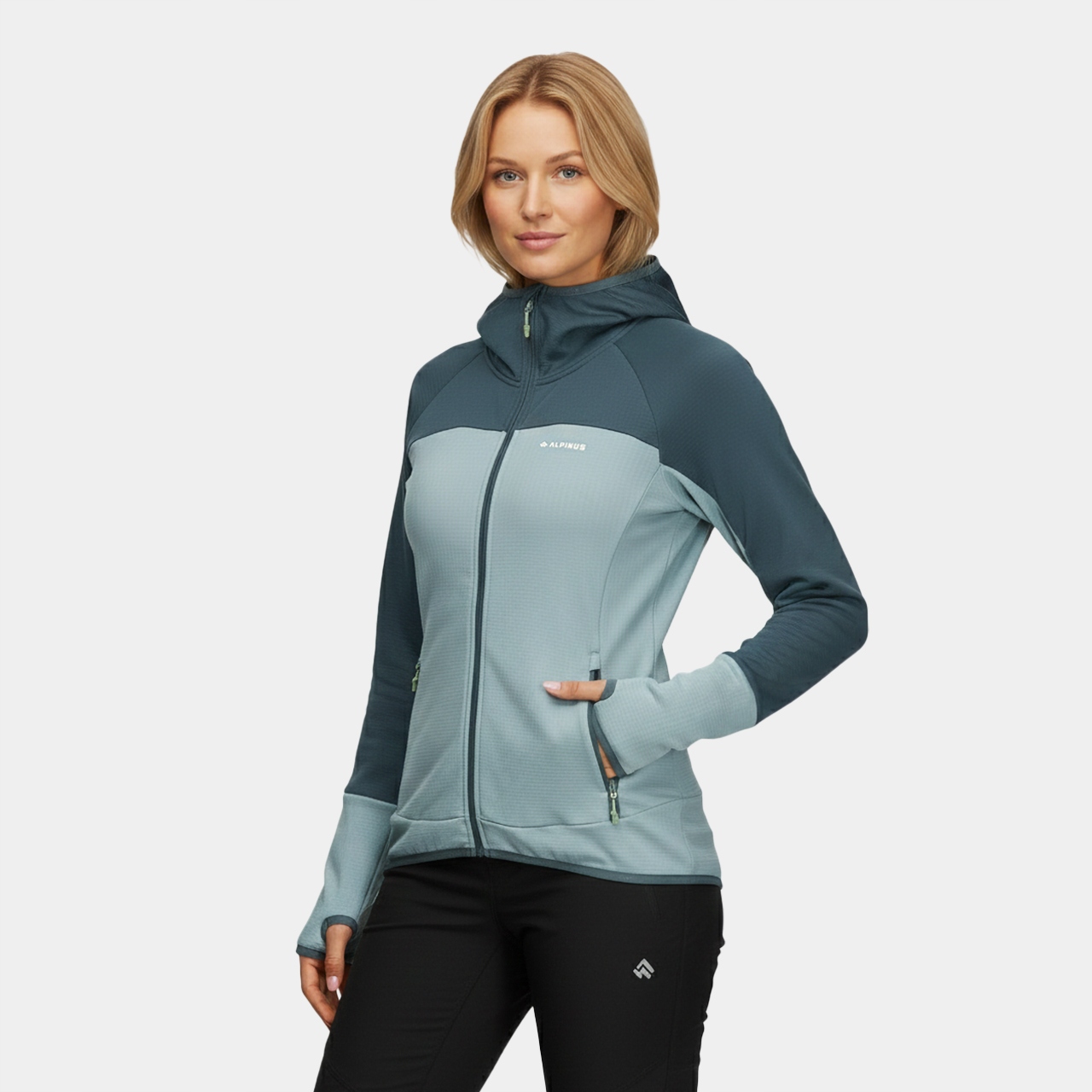 Bluza damska Alpinus Uba z kapturem, otwory na kciuk, miekka elastyczna 2XL