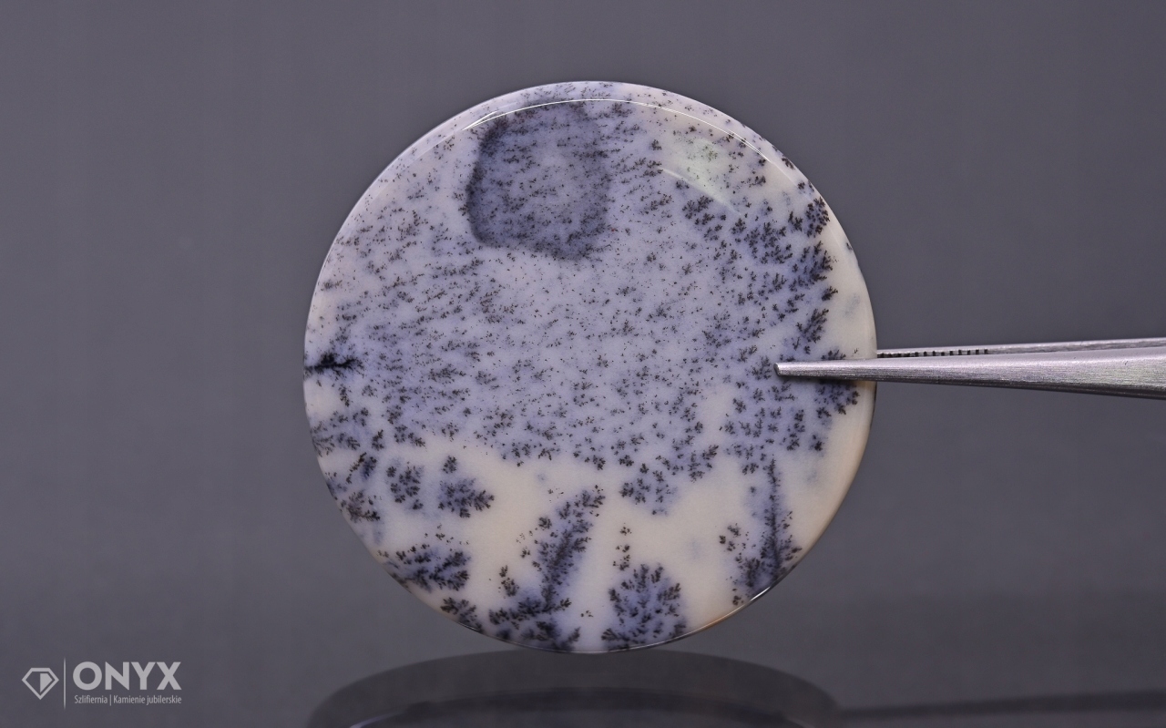 Dendritový achát z Kazachstánu konvexní mělký kruh