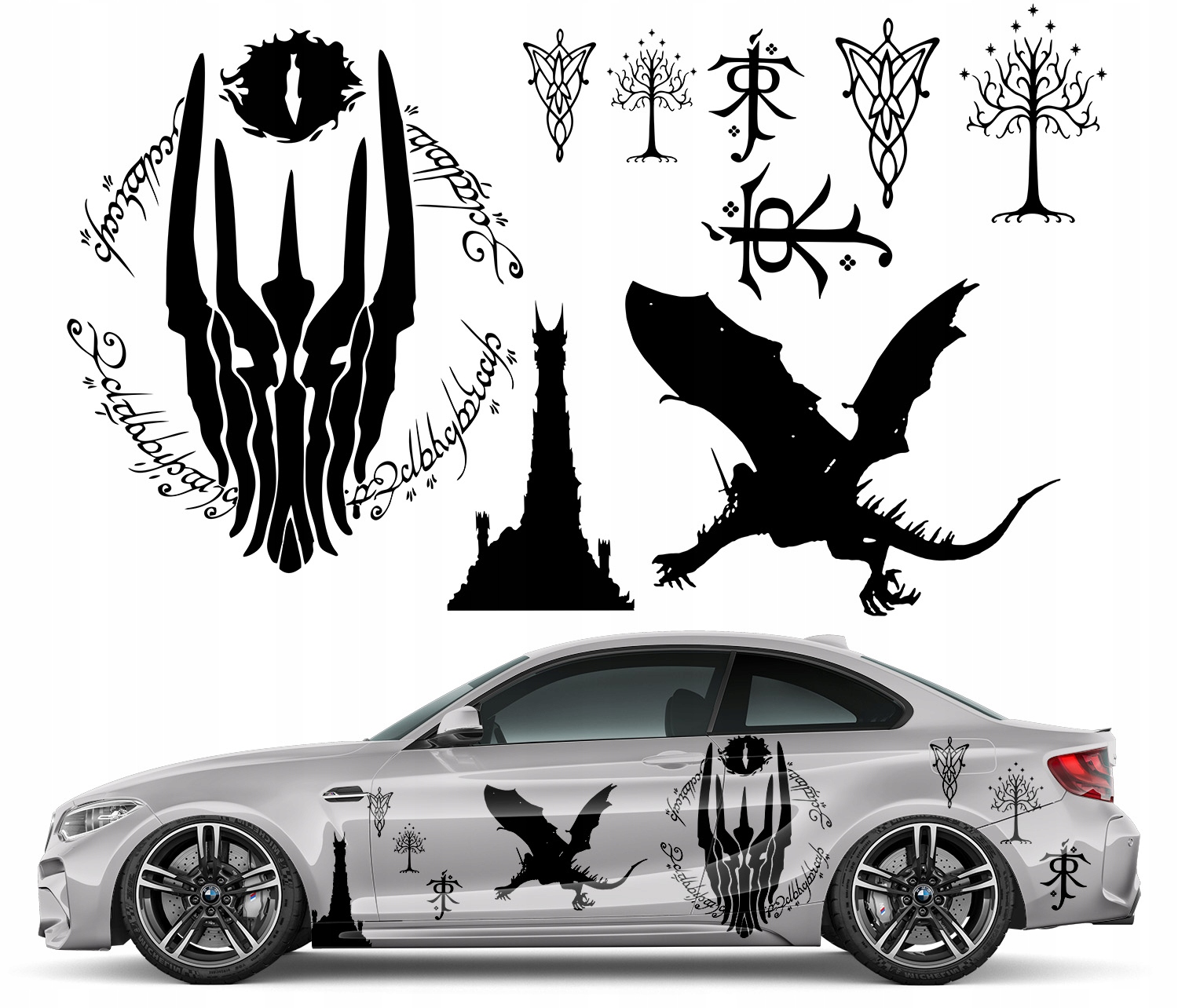 1x Nálepka na auto Motív Fantasy Drak Veža Dragon Lotr 91x155