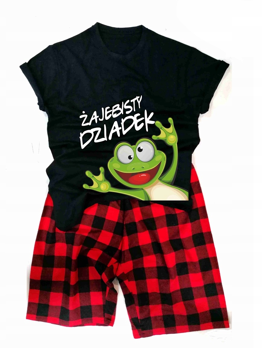 Pánské Bavlněné Pyžamo Dárek Na Den Dědečka Žabí dědeček M