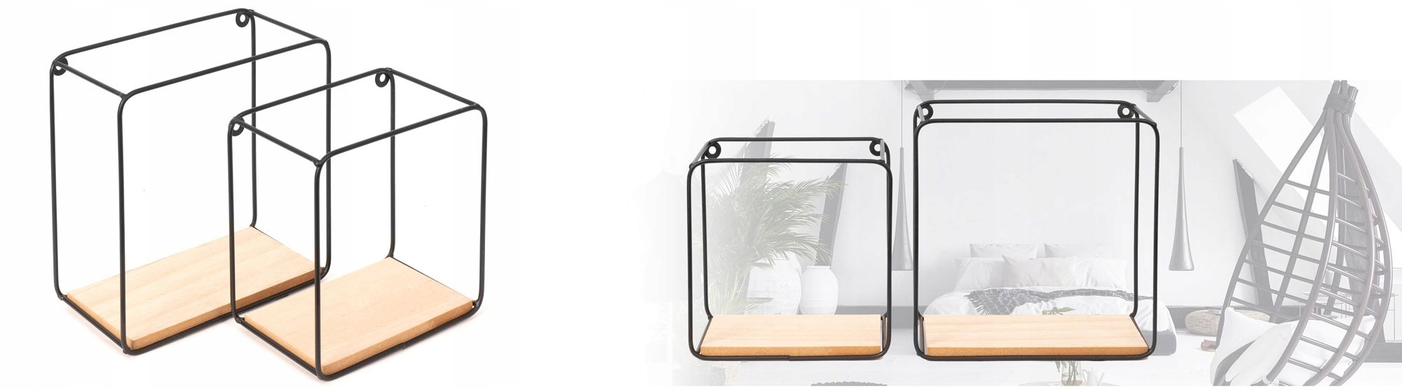 PÓŁKA ŚCIENNA WISZĄCA DO SALONU METALOWA KOMPLET Marka Tutumi