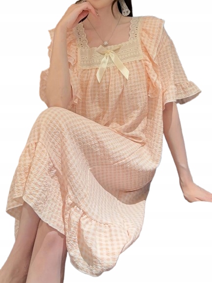 Roztomilá Košile Noční Mřížka Retro Dívčí Styl Pro Velkou Princeznu XL