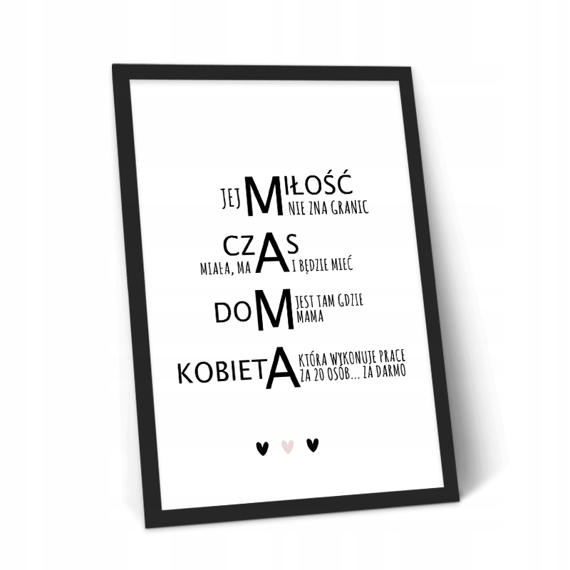 Typograficzny Plakat - MAMA + ramka a4