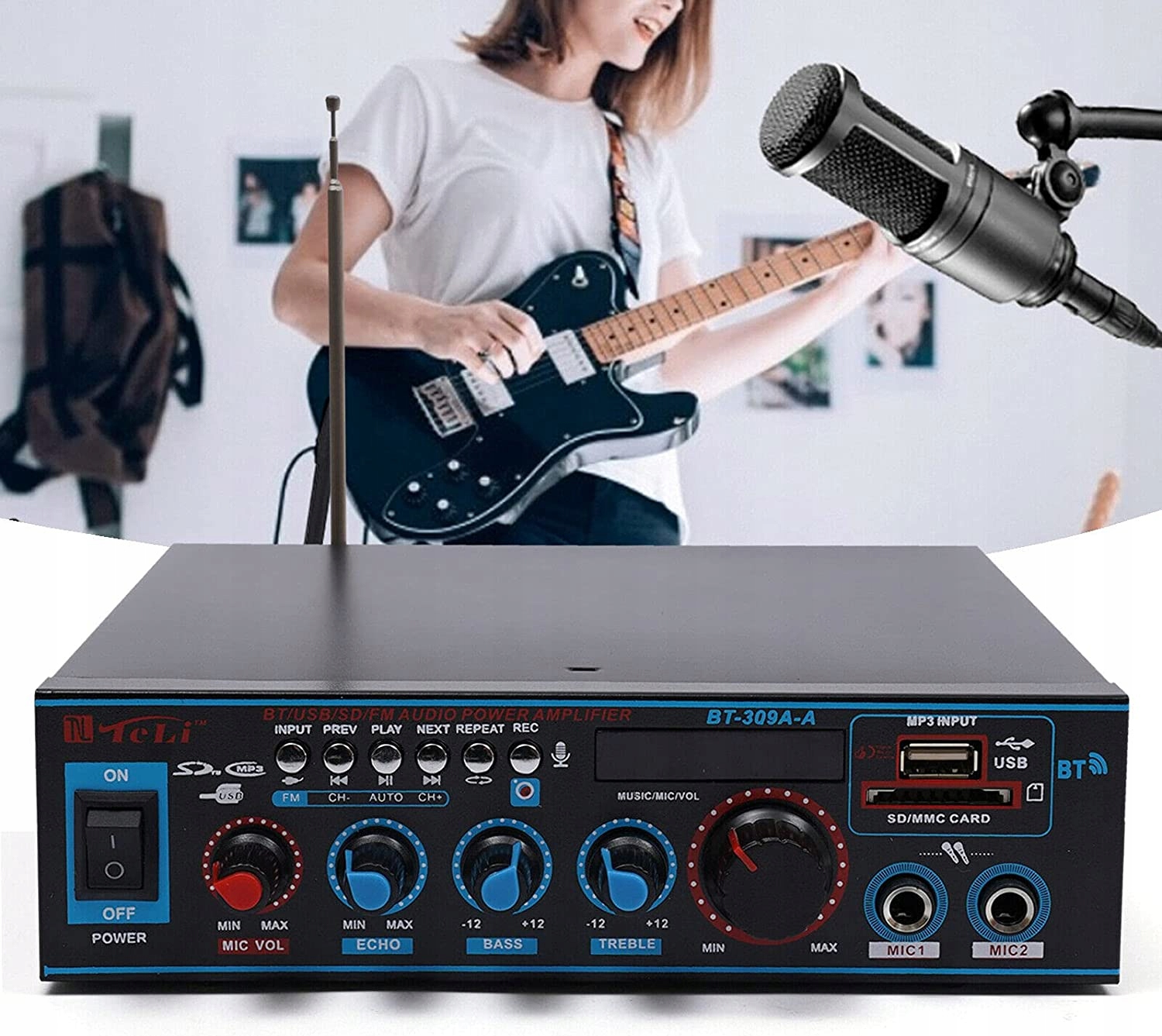 Wzmacniacz stereo HiFi Bluetooth FM Kod producenta tf066