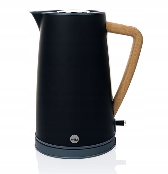 Černá elektrická varná konvice Wilfa 1,7L 2200W Dřevěná Rukojeť Nordic Design