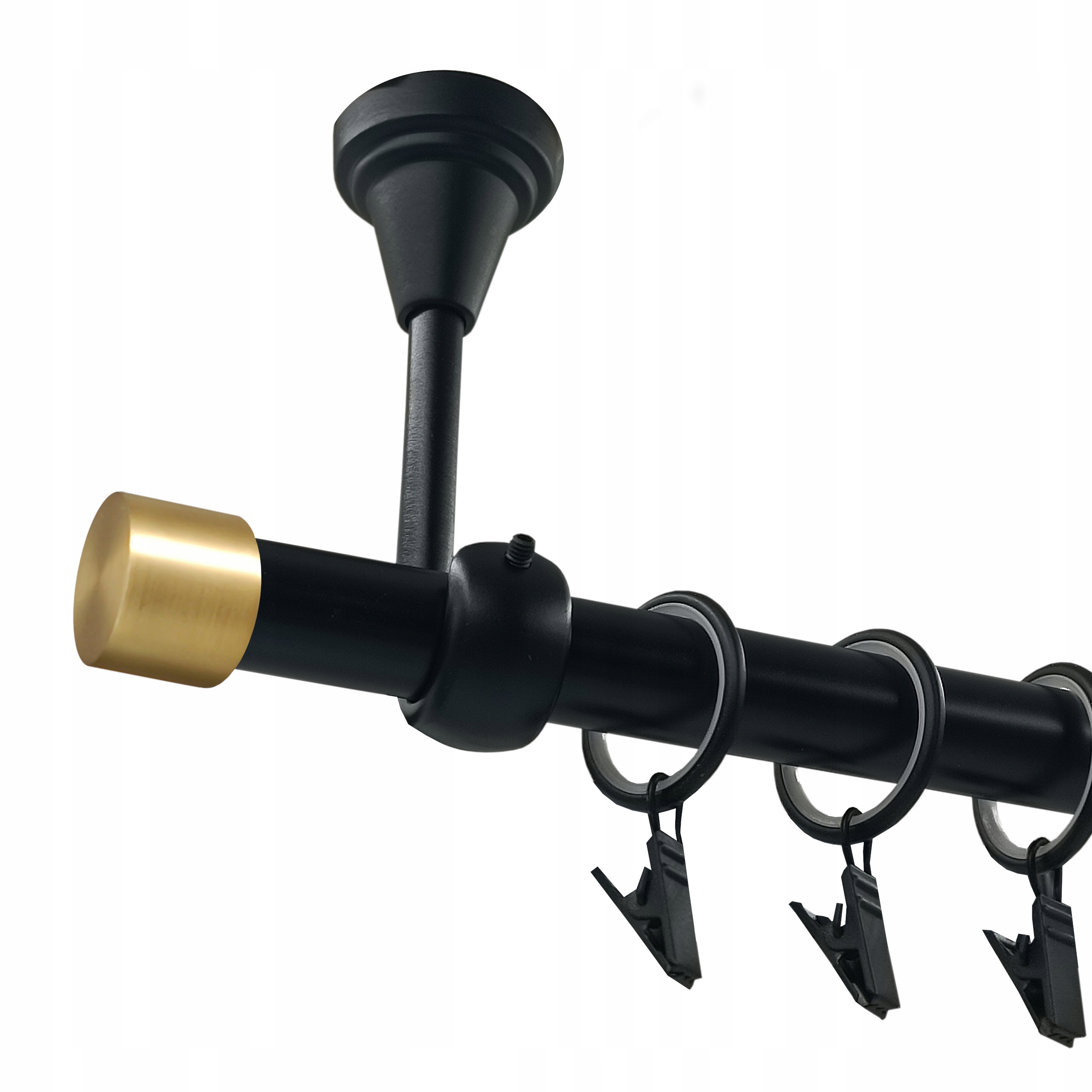 Jednoduchá Garnýž Kovový Stropní 19 MM Černý Mat 360 CM Luna Gold