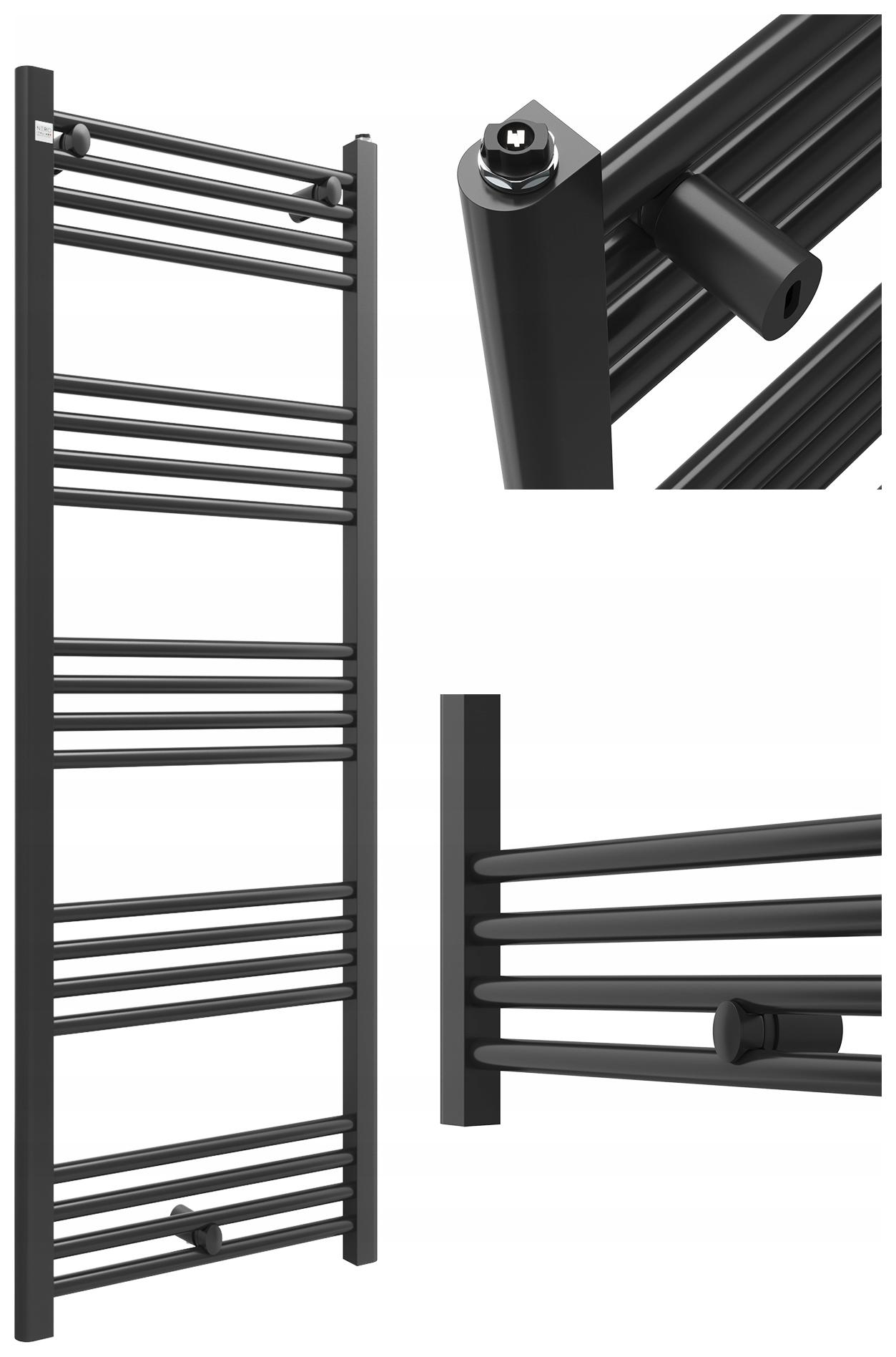 Kúpeľňový Radiátor 140/50 cm Čierny Rebríkový Radiátor Moderný Puerto