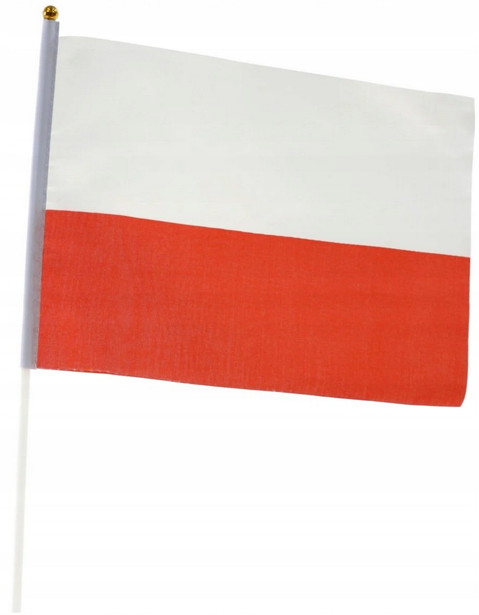 Materiałowa Flaga Polski Biało Czerwona Chorągiewka na Patyczku 15x21cm