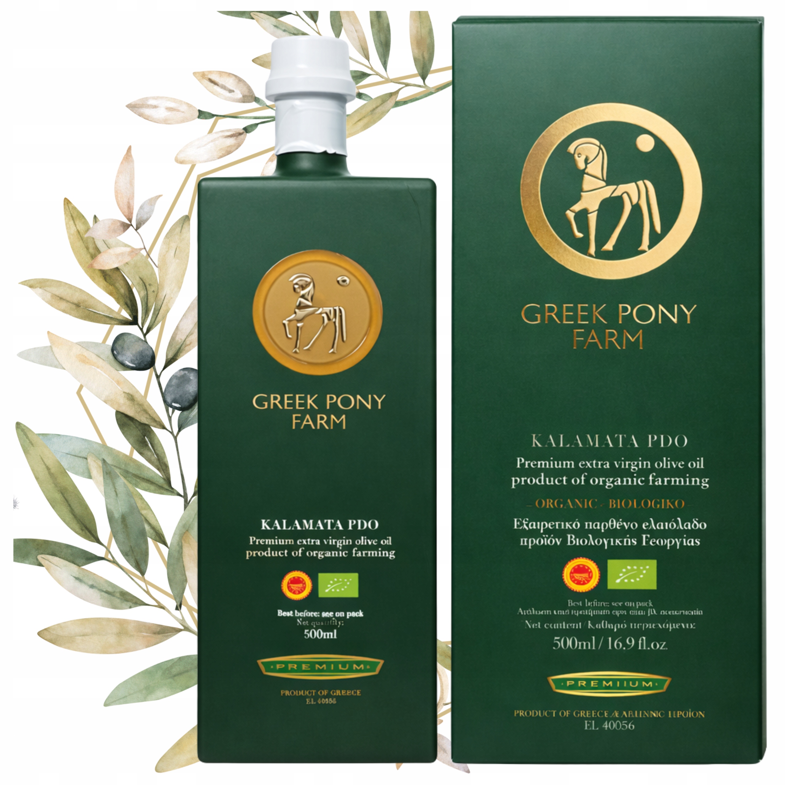 Levně Extra Panenský Řecký Olivový Olej 500 ML P.d.o. Ekologická Řecká Pony Farma