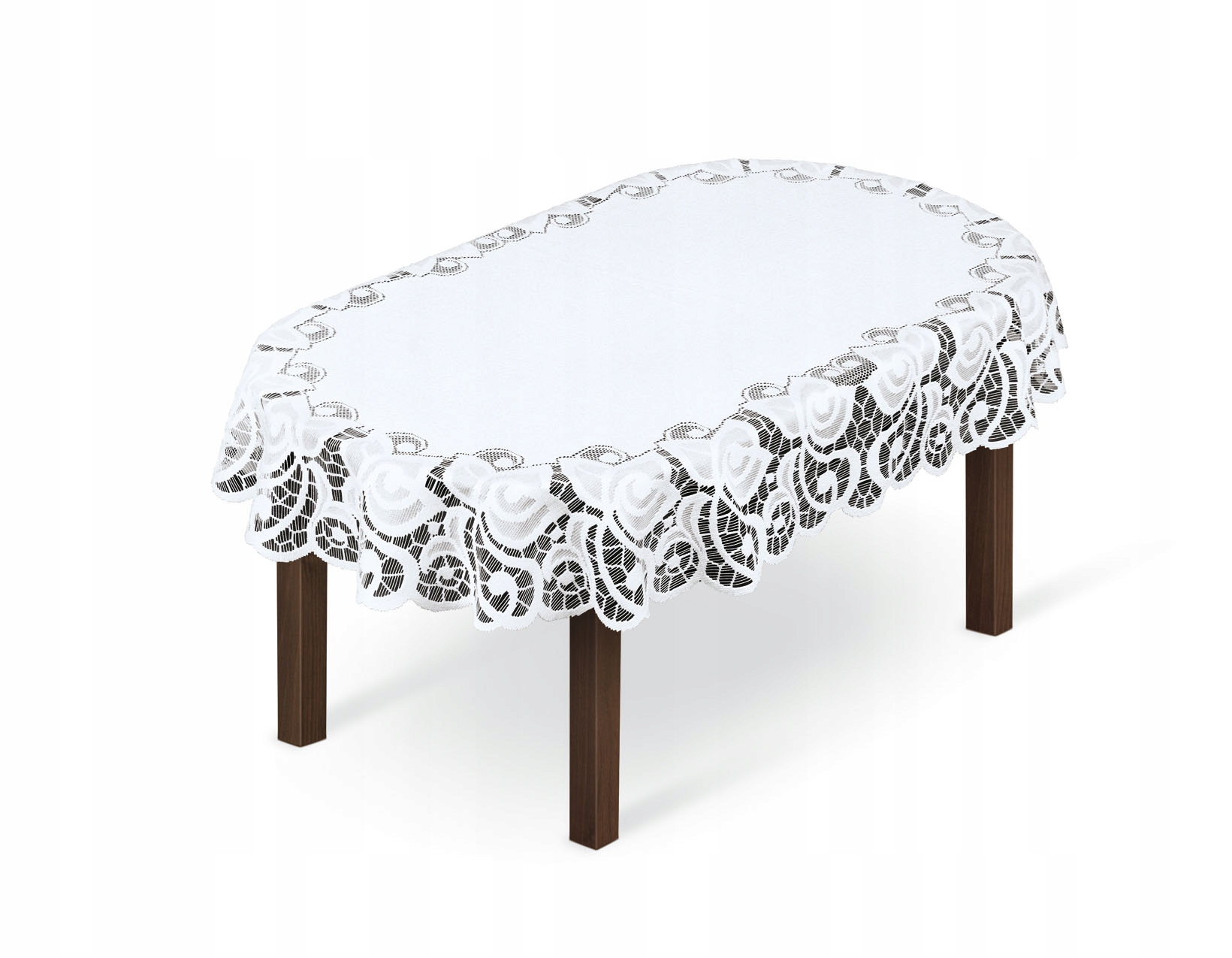 

Obrus owalny biały żakardowy 140x220 220x140