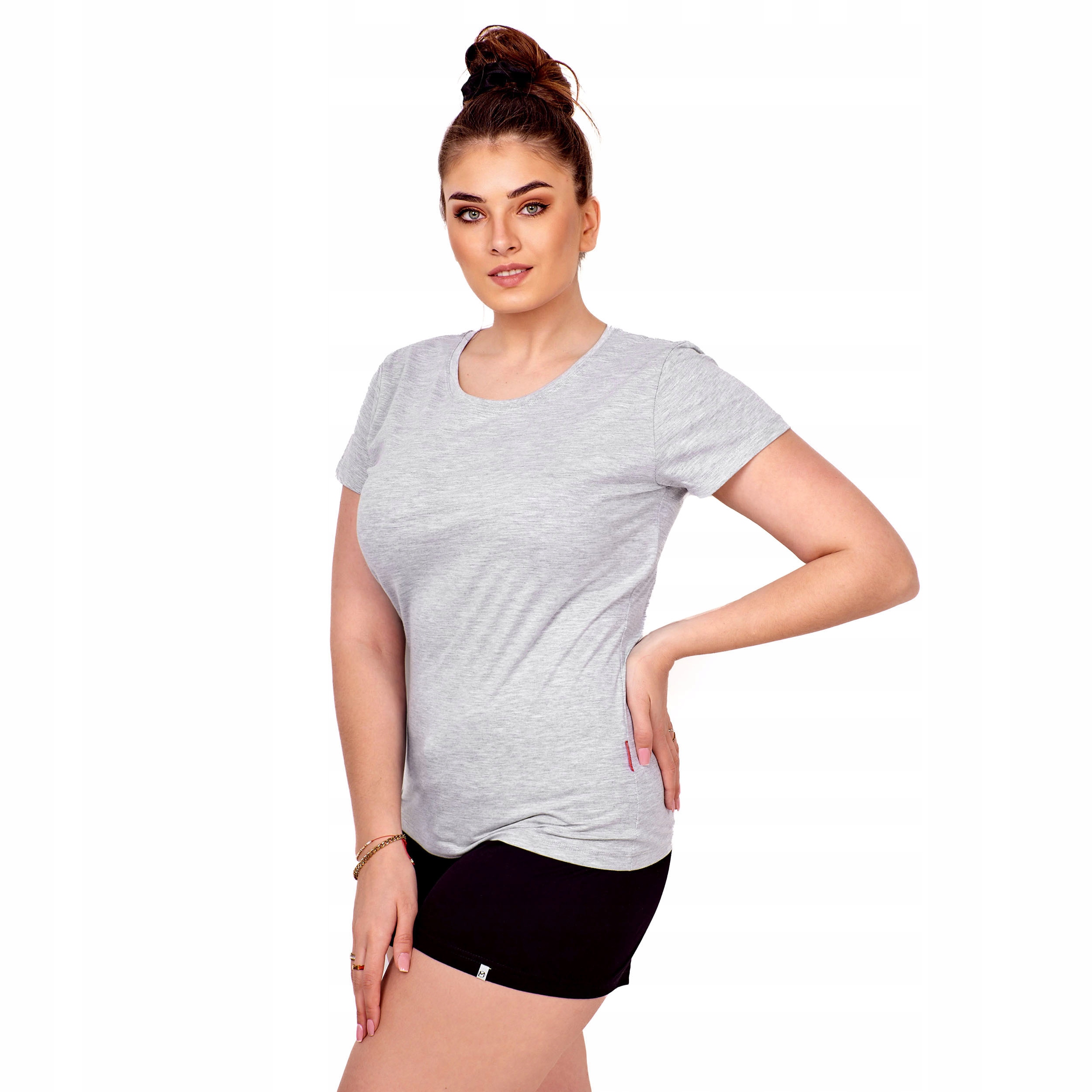 

Szara T-shirt Koszulka Bawełniana Gładka Damska XL