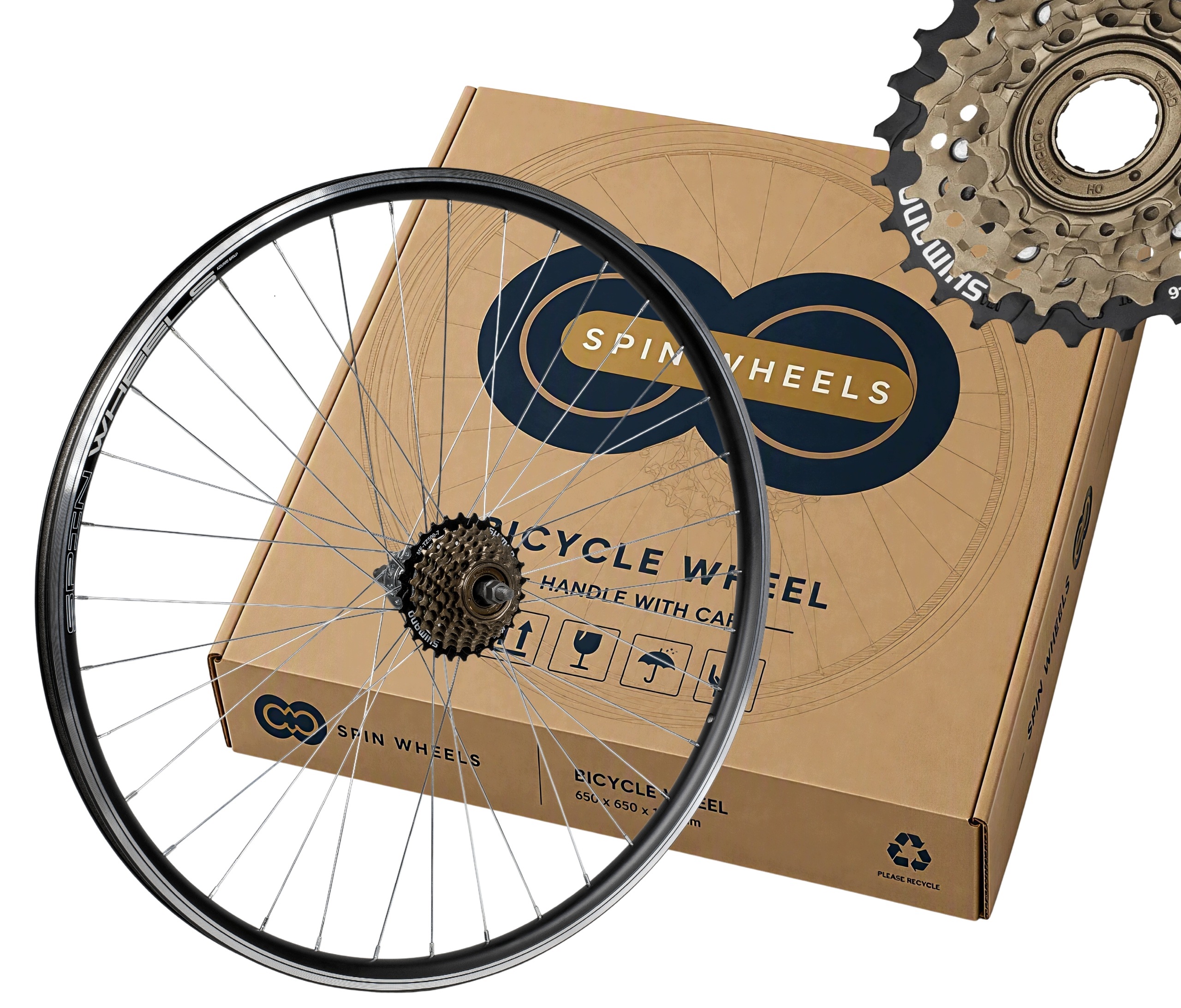 Kolo Na Kolo Zadní 27,5 Palce Volnoběžka Shimano 7 V-brake Černá Zesílená
