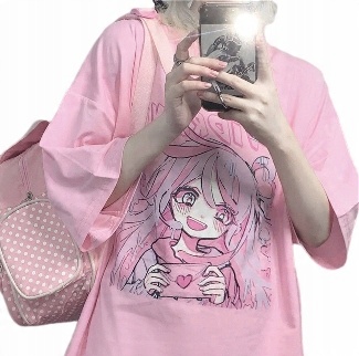 

Koszulka Anime Różowa Kawaii Japońska Na Prezent