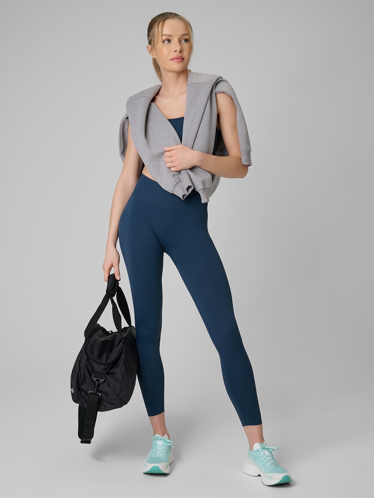 4F Dámské Tréninkové Legíny Tyrkysové Slim Bezešvé Xs/s