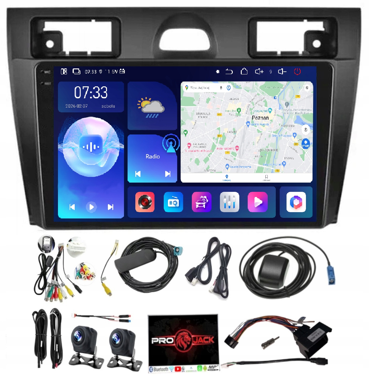 Autorádio S Gps Navigací Android Auto Ford Fiesta 2002-2008 6GB Ram 128GB Paměť Sim