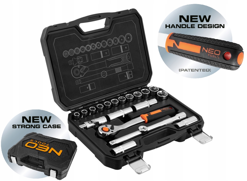 Neo Nástrčné kľúče 1/2" sada 20 ks CrV 10-032