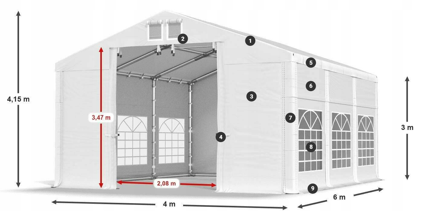 Namiot Imprezowy 4x6m [3m] Mocny DAS 580 W Producent Das Company