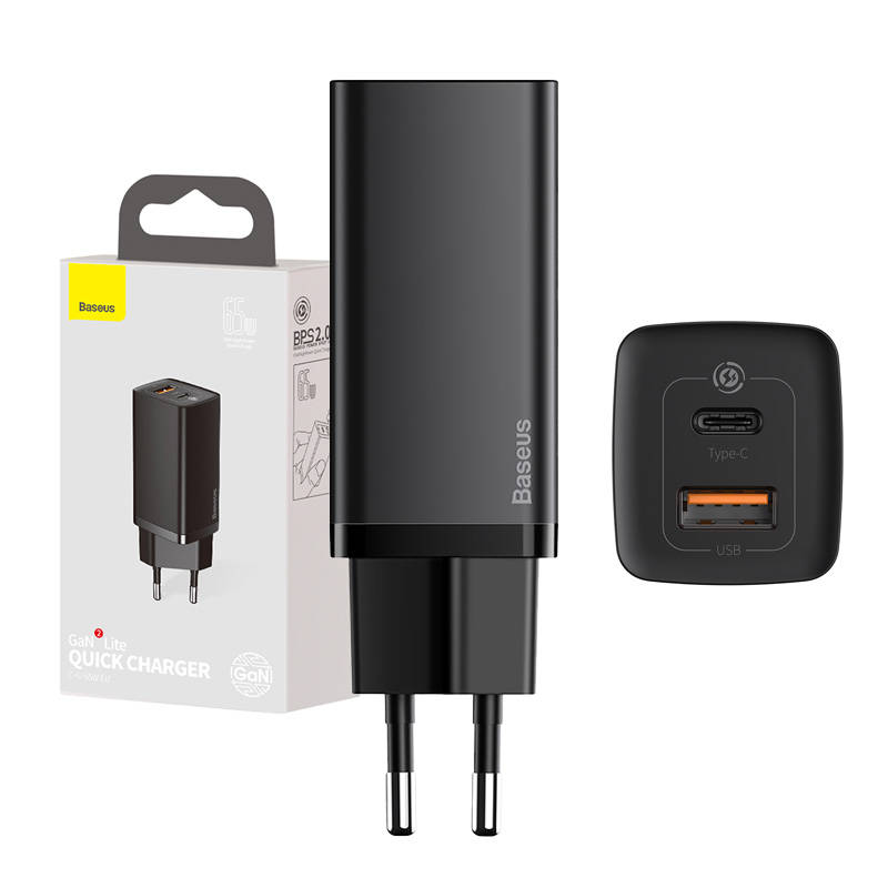 BASEUS ŁADOWARKA SIECIOWA KOSTKA ZASILACZ USB-A + USB-C QC 4.0 PD 3.0 65W