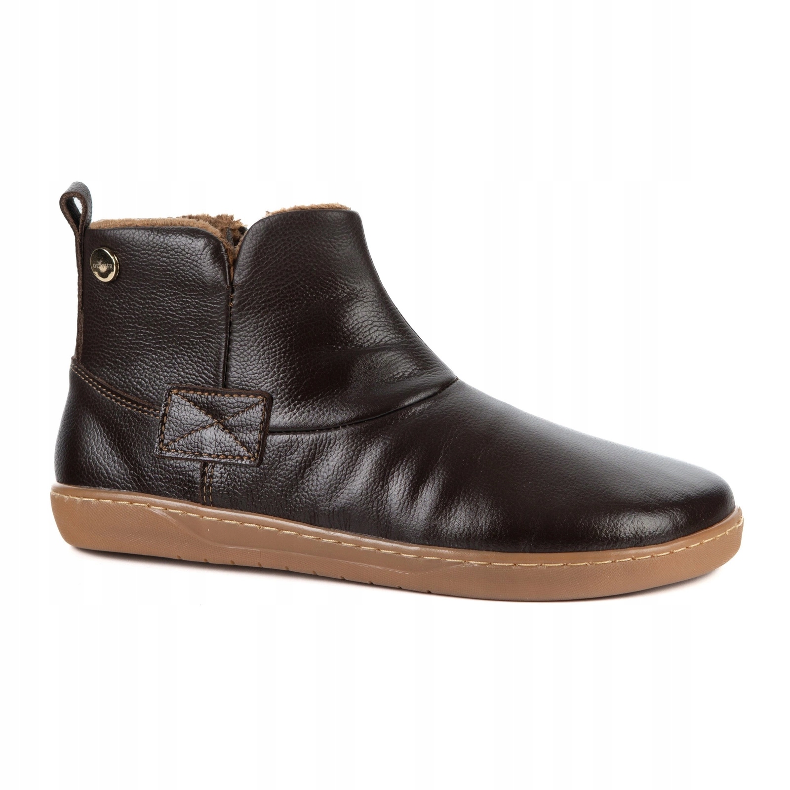 Dámské zimní barefoot kožené boty Z-B07 hnědé lícové na zip 39