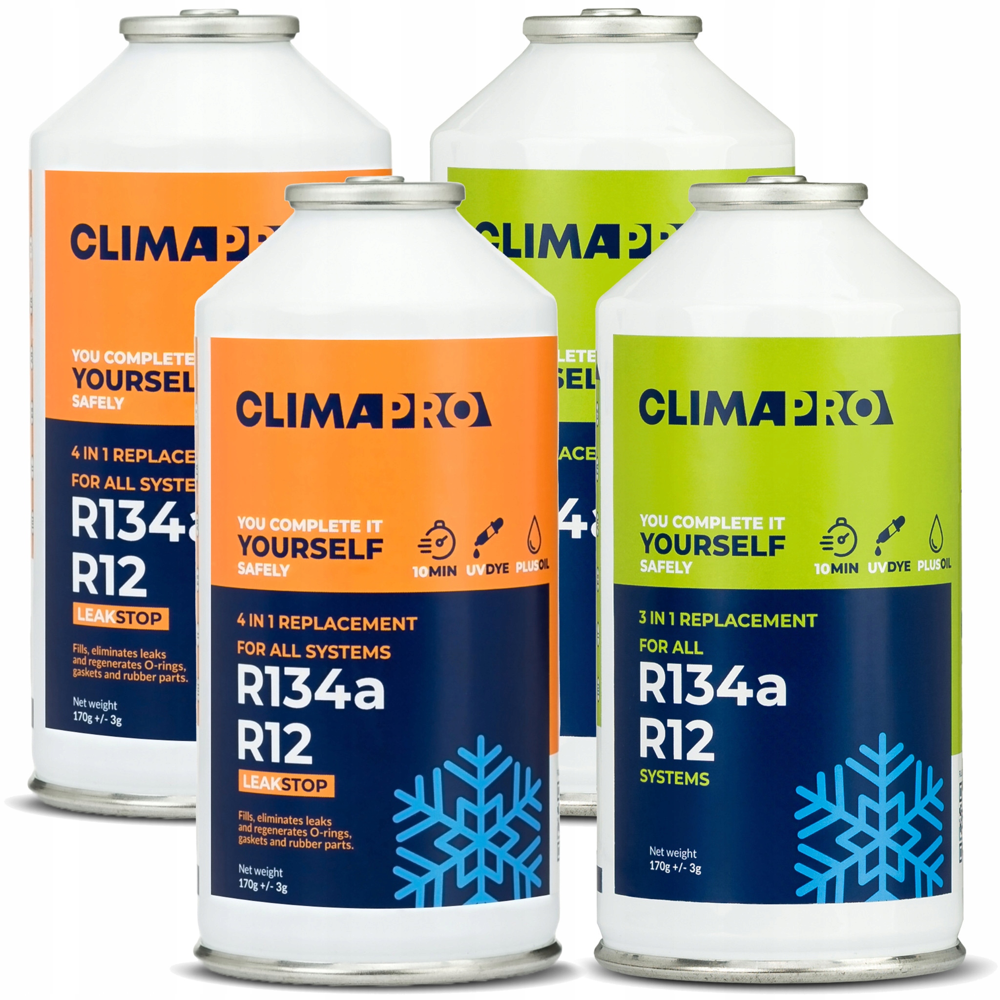 Plyn Pro Nabíjení Klimatizace Aut Z R134A Činidlo 4v1 Těsnění 4 Plechovky