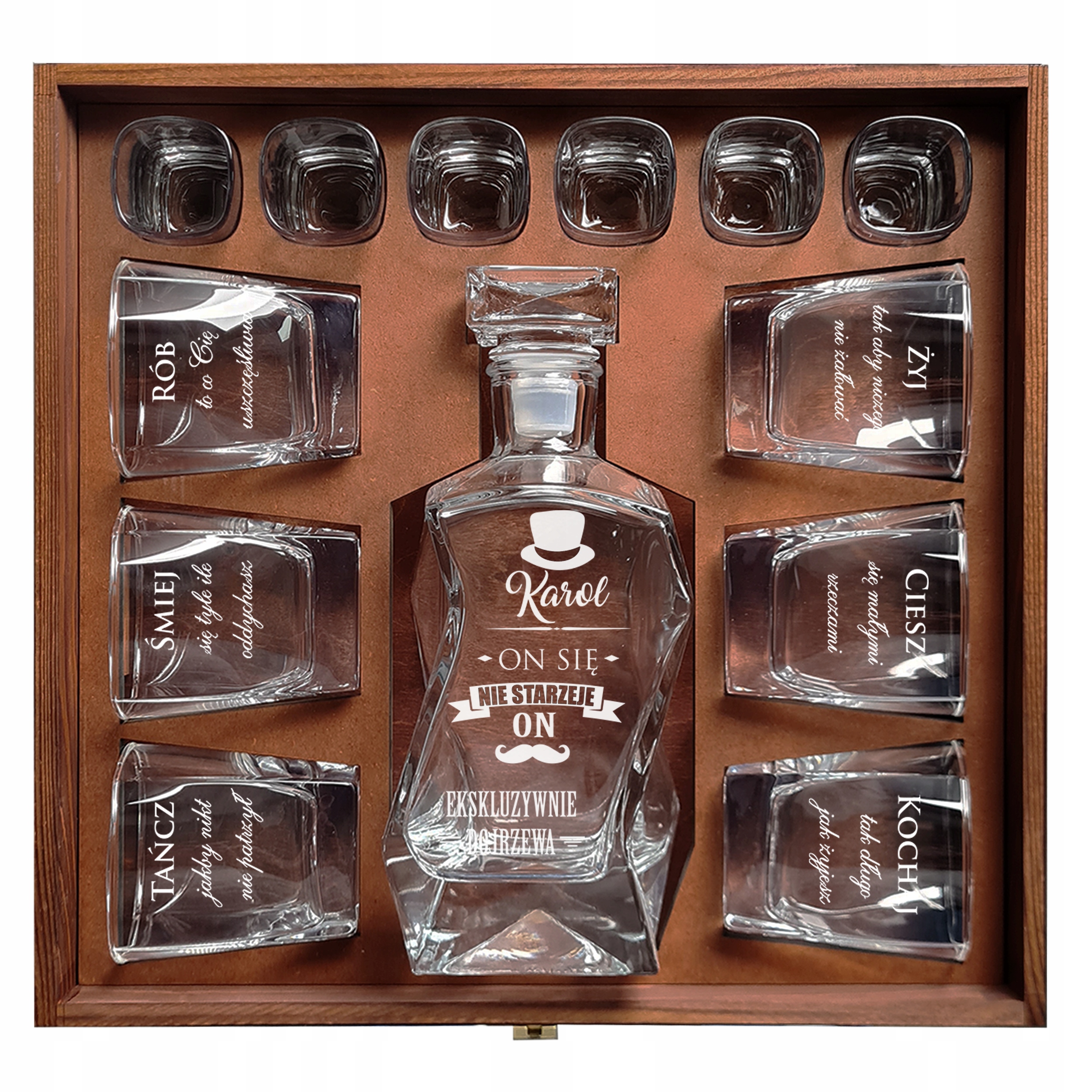 Karafka 6 6 Zestaw Vip 18 30 40 50 Urodziny szklanki kieliszki