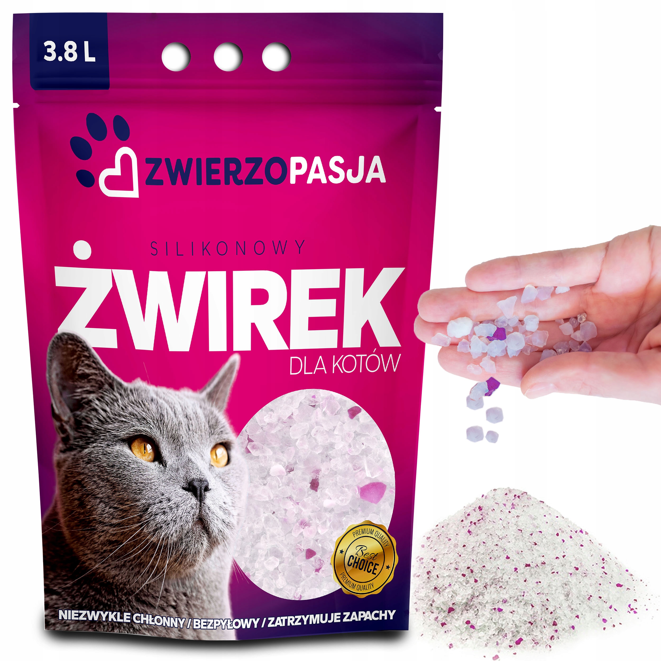 Silikonové Stelivo Pro Kočky Kočky Výkonný Bezprašný Zwierzopasja 8 x 3.8 L
