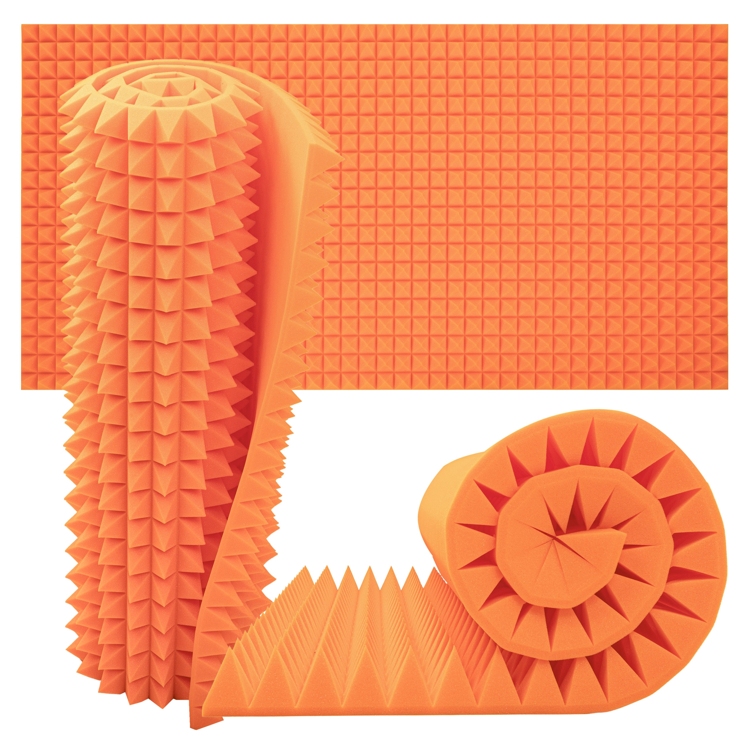 Akustická pěna Pyramida 7 cm Oranžová bez lepidla 2 m x 1 m do zkušebny