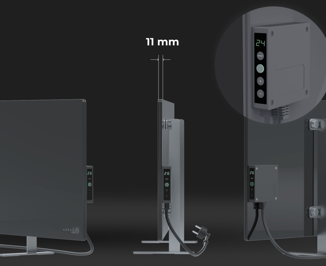 AENO GH5S Grzejnik szklany Smart 700W app+panel LED szary wtyczka EU — 12