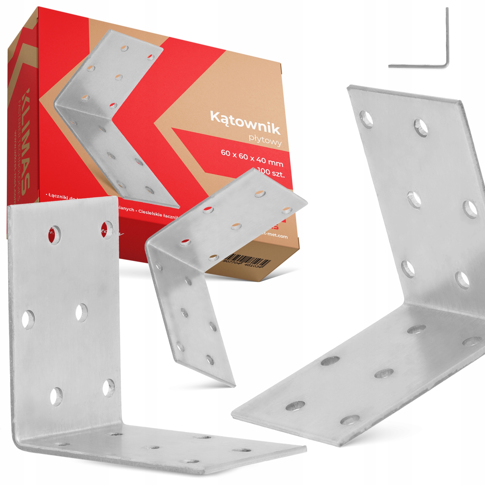 100x Úhelník Ocelový Deskový 60x60x40 Tesařský Spojovač Úhlový Stolars 1K