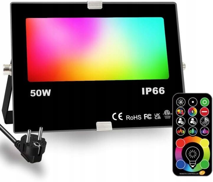 Reflektor Rgb Led reflektor 50W Vodotěsný IP66 s dálkovým ovládáním