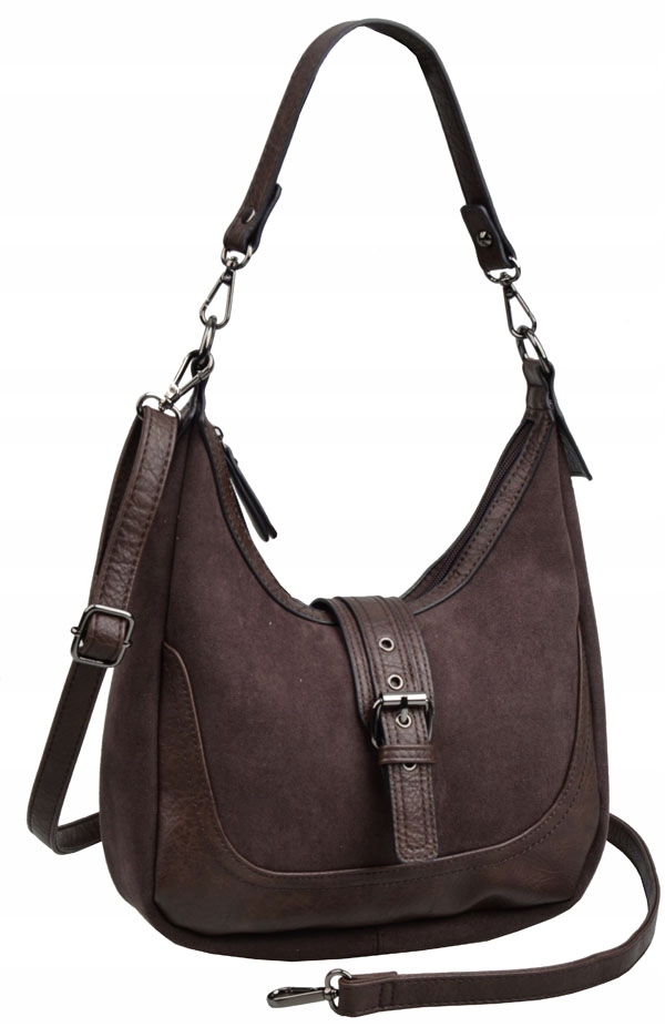 Delaure Torebka damska Listonoszka boho Casual Zamsz A5 CZEKOLADAa