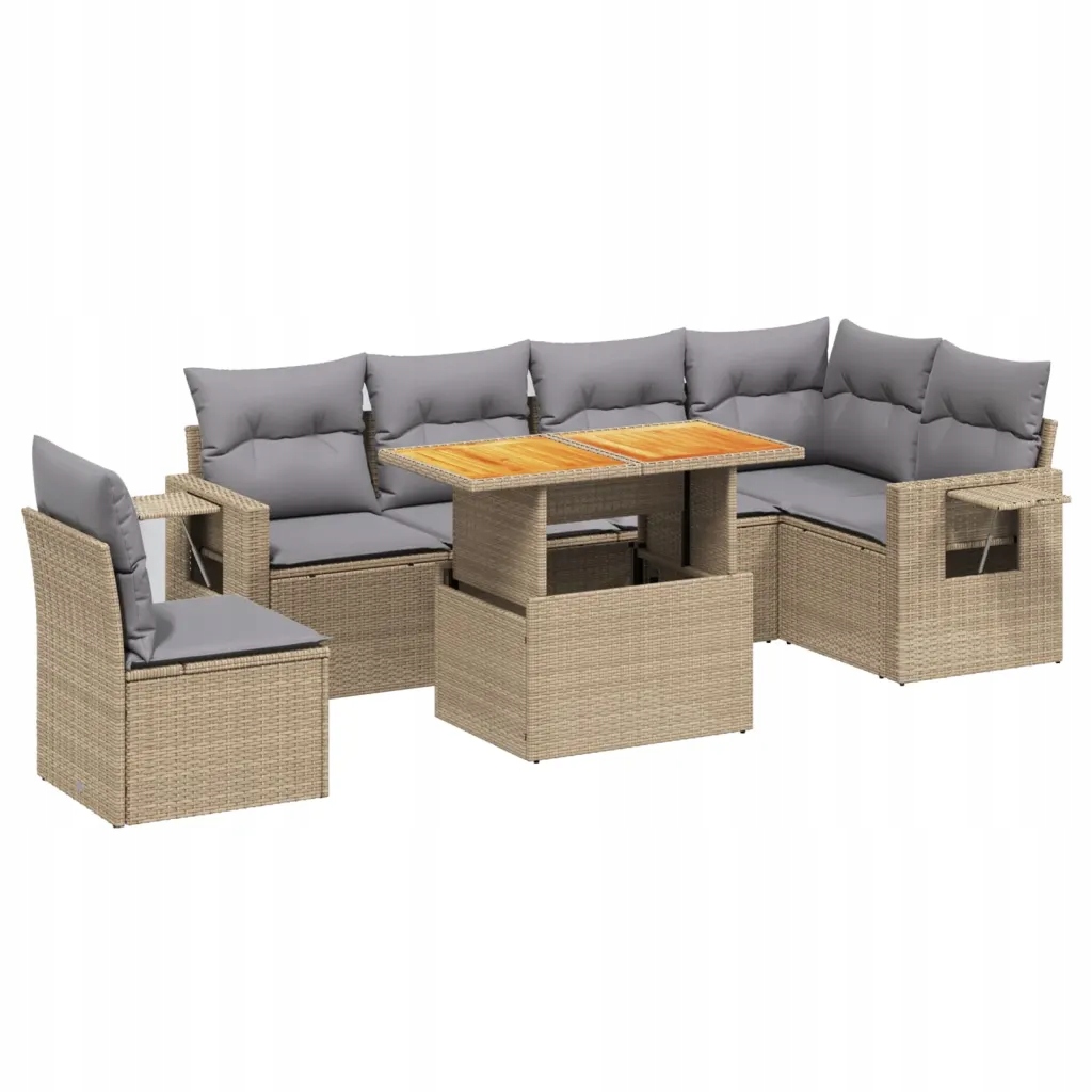 Set zahradního nábytku technorattan vidaXL hnědý 7 el.