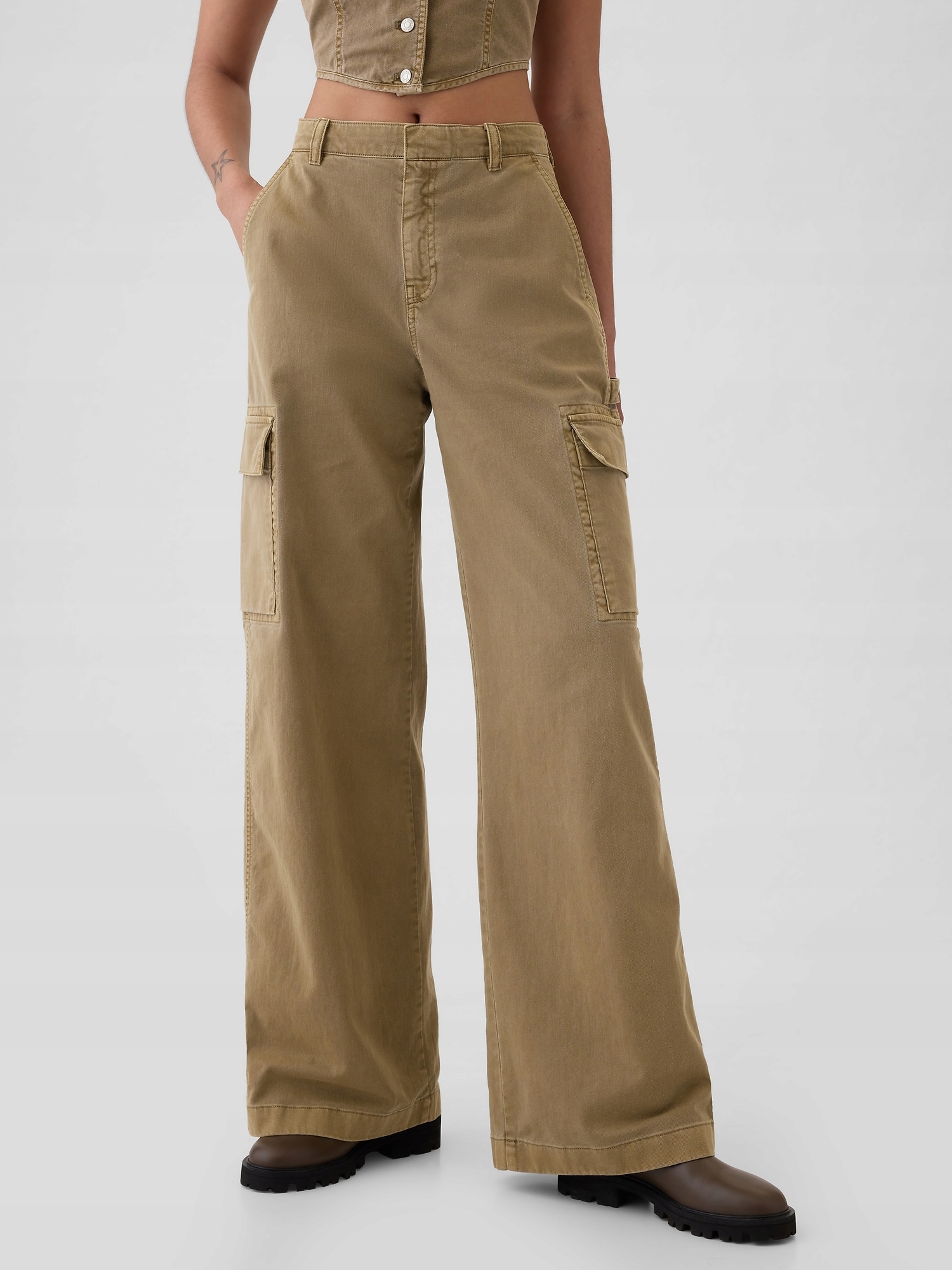 Gap Kalhoty s kapsami Baggy Khaki Cargo hnědá