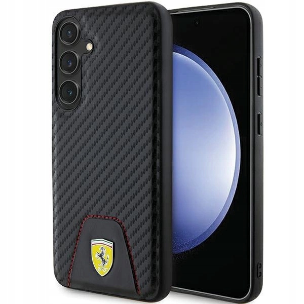 Pouzdro Ferrari Carbon Stitched Bottom pro Samsung Galaxy S24+ černé