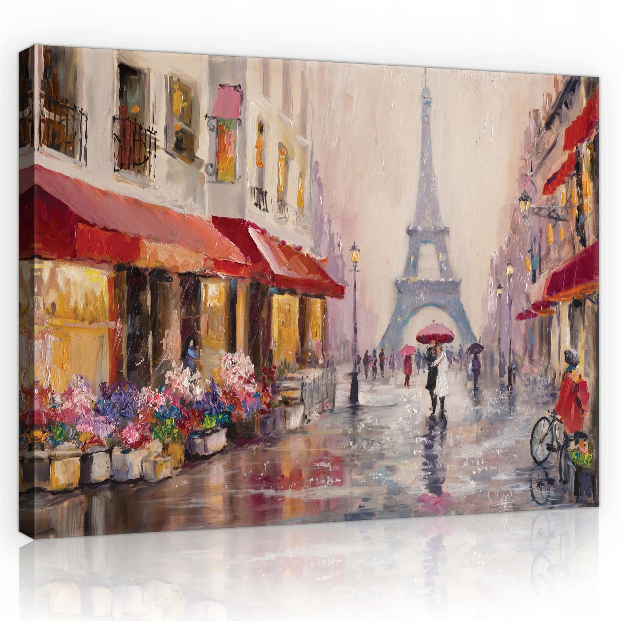 Obraz 80x60 Paříž deštivý Eiffelova věž pár zamilovaný deštník obchod