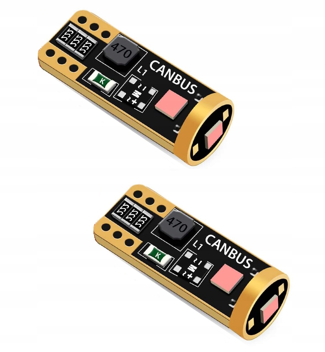 

2x Żarówka W5W T10 CanBus 3xLED Czerwona, Red.