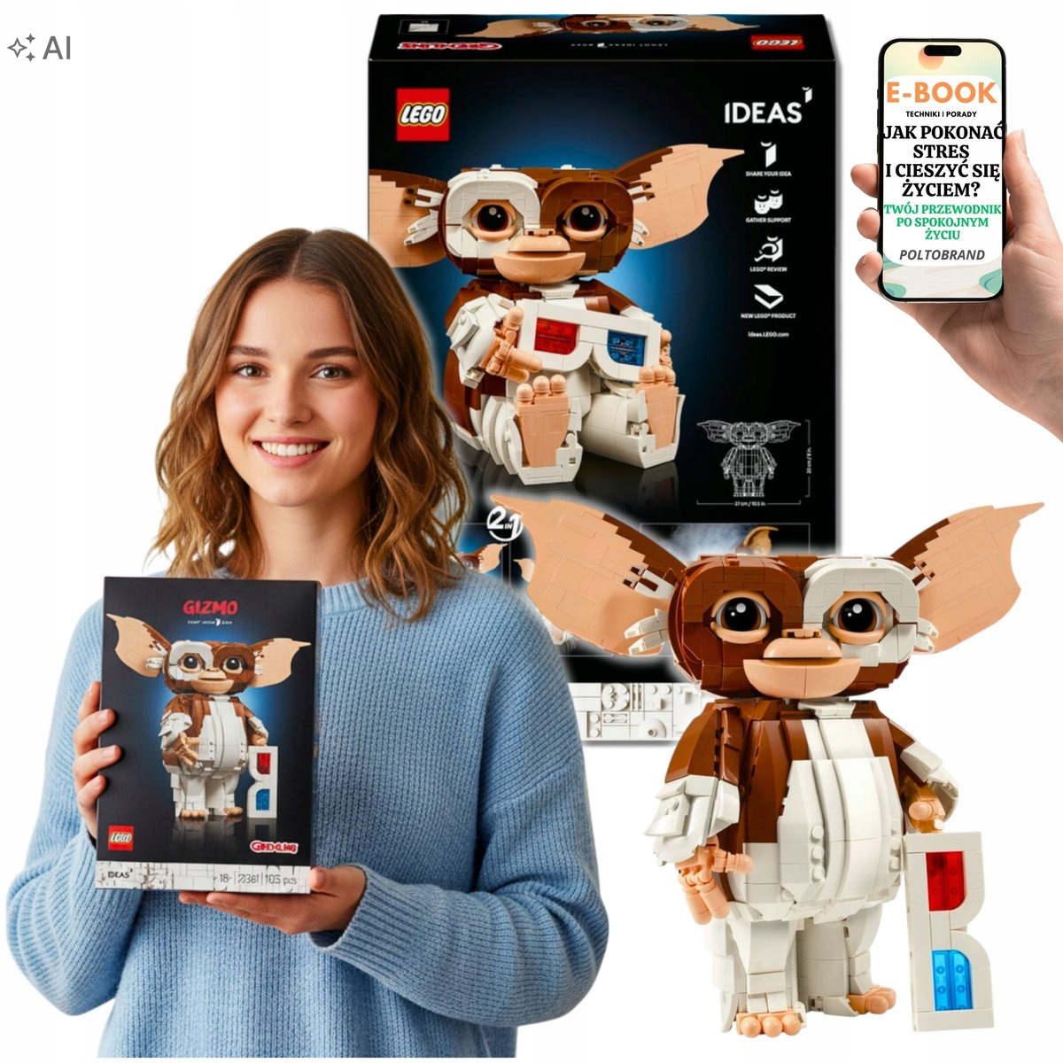 Lego Klocki Gremliny Rozrabiają Gizmo Model Dla Niej EBOOK-1