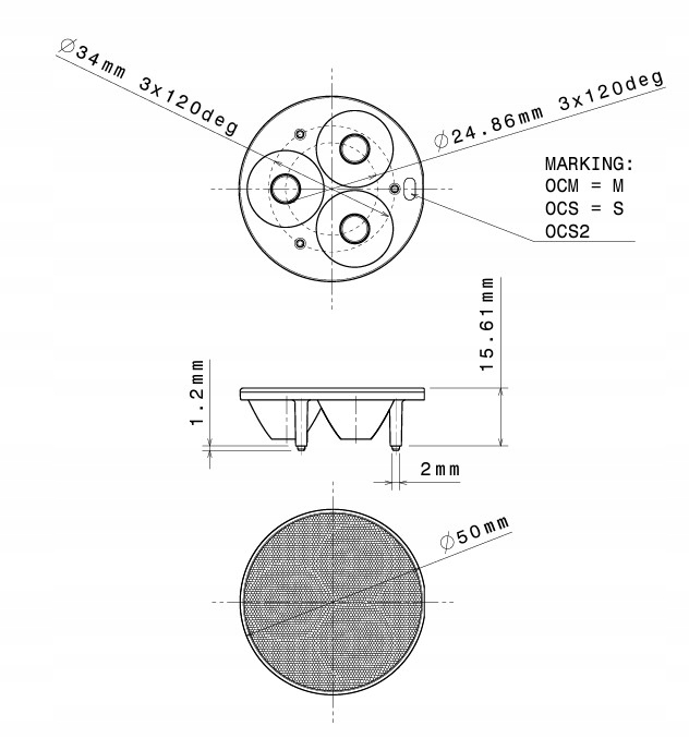 Obudowa diody LED C10366_PLATINUM LEDIL soczewka potrójna Kolimator 50mm Producent Inna