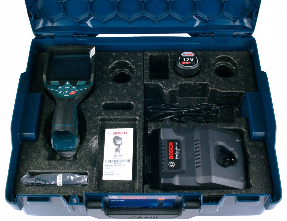 KAMERA TERMOWIZYJNA TERMODETEKTOR GTC 400 C BOSCH 1x2,0Ah Waga produktu z opakowaniem jednostkowym 0.15 kg