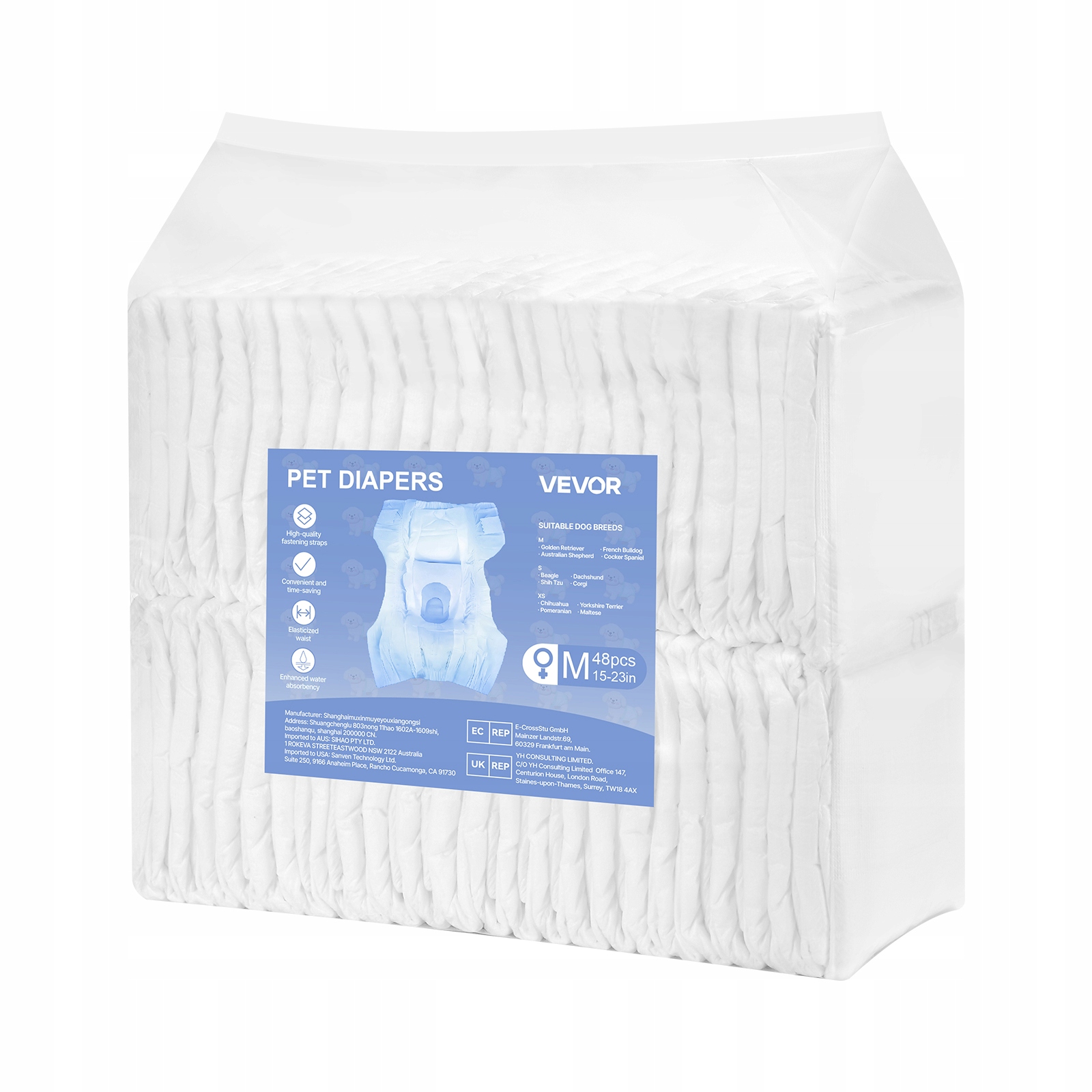 Levně Plenky Pro Psy Vevor Na Jedno Použití M 15-23 Palců 96 Kusů, Superabsorpční