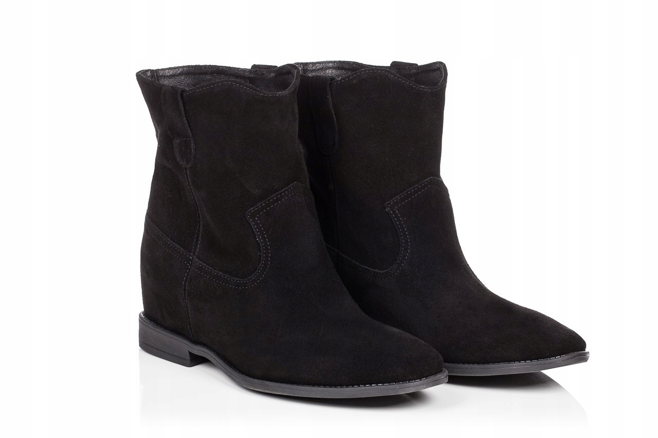 Kotníkové Boty na klínku Kwk kůže semiš černá 39