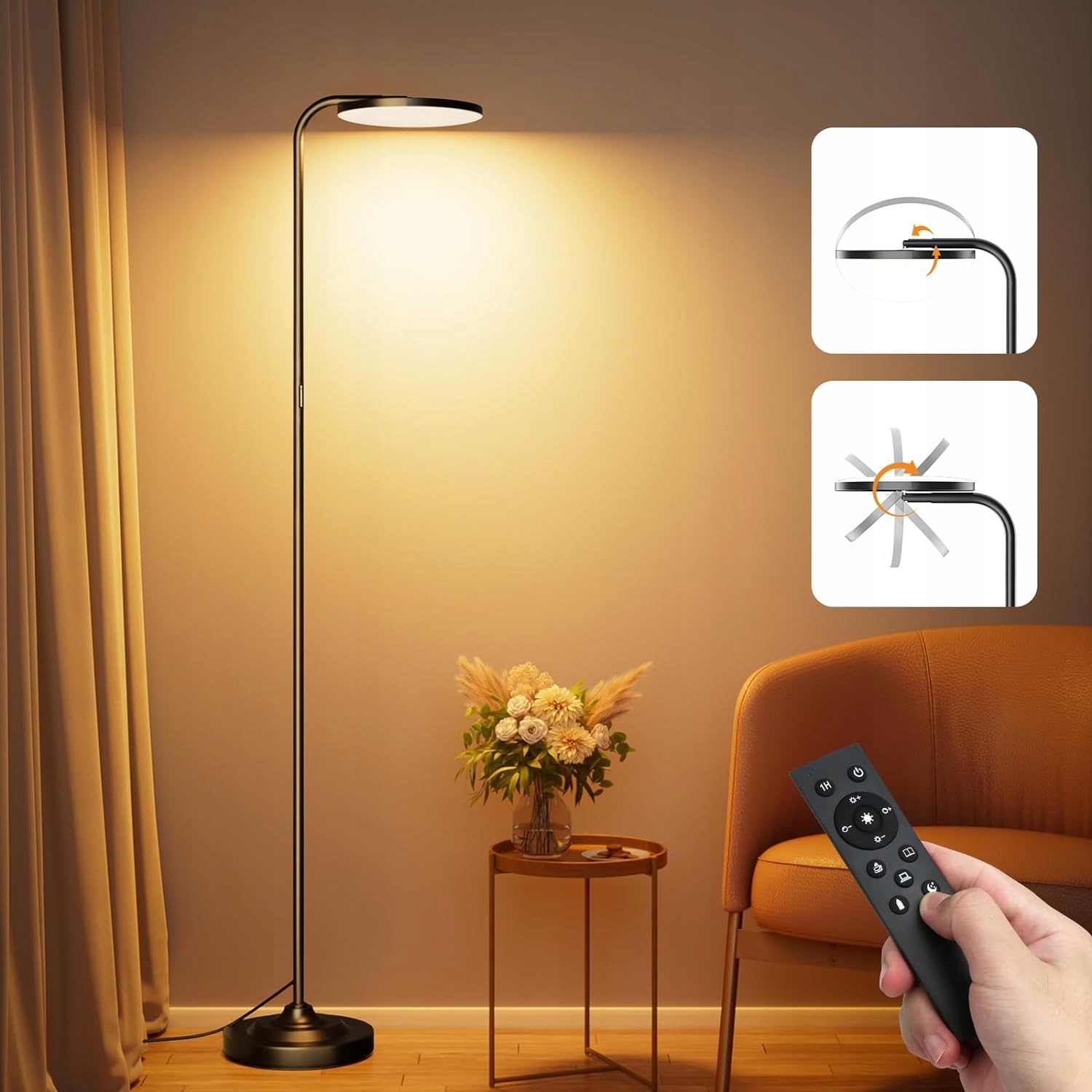 Sibrille Stojaca Led Stmievateľná Podlahová Lampa Diaľkový Ovládač, 3000-6000 K