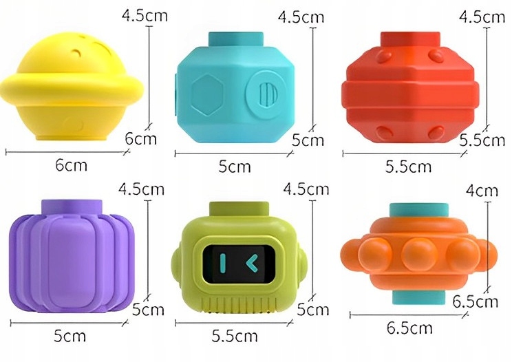 SORTER KLOCKÓW ELASTYCZNA KOSTKA SENSORYCZNA MONTESSORI GUMKI 6 KLOCKÓW EAN (GTIN) 5904158134066
