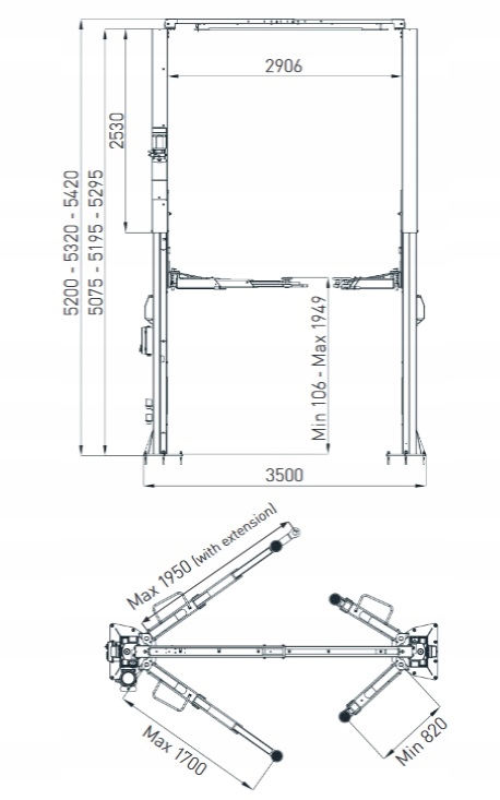 NORTEC Podnośnik PD5500TOP EV pojazdy elektryczne Połączenie kolumn góra