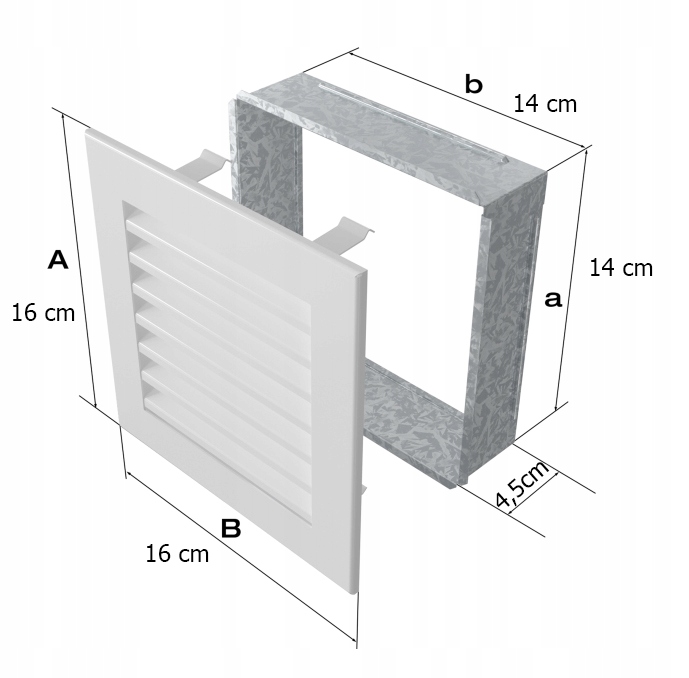 KRATKA WENTYLACYJNA METALOWA BIAŁA 16x16 SIATKA Materiał wykonania inny